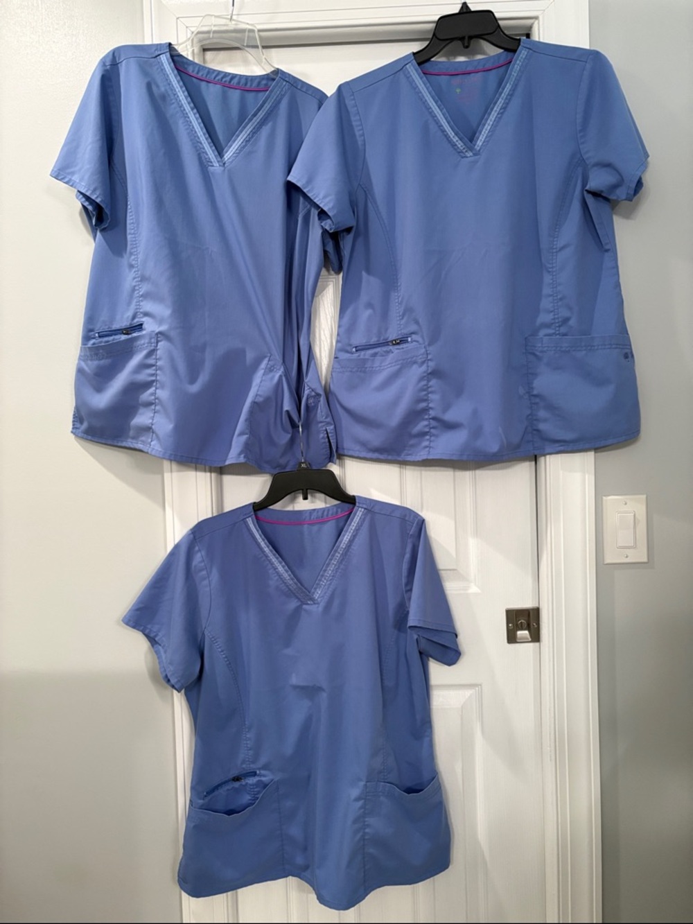 Set of 3 Purple Label by Healing Hands scrub tops